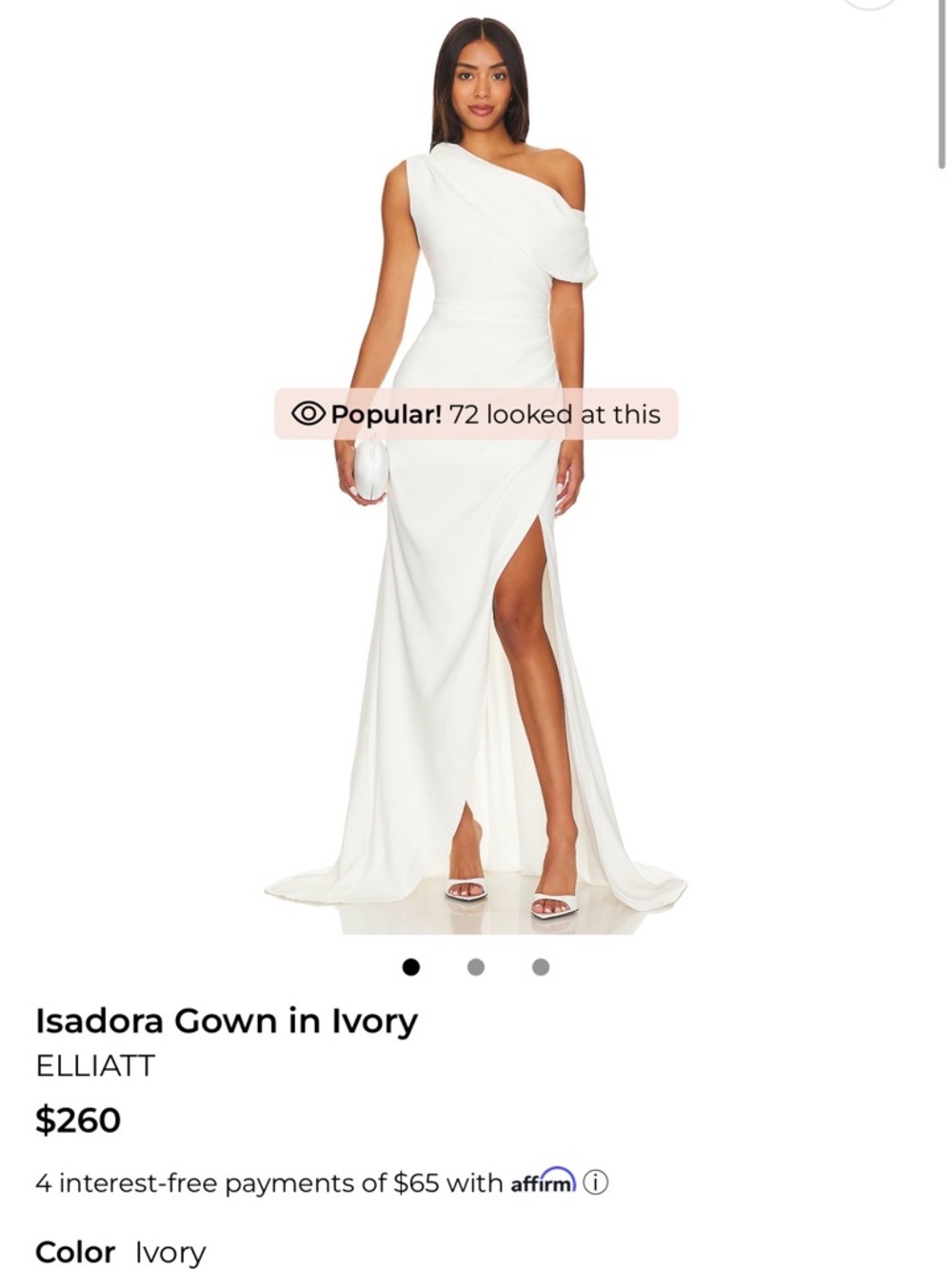 Elliatt Ivory One-Shoulder Isadora Gown - Picture 2 of 5